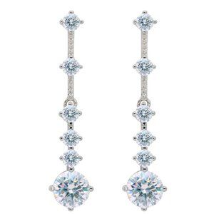 Certified 3ct. t.w. Moissanite Diamond Drop Linear Long Earrings NEW